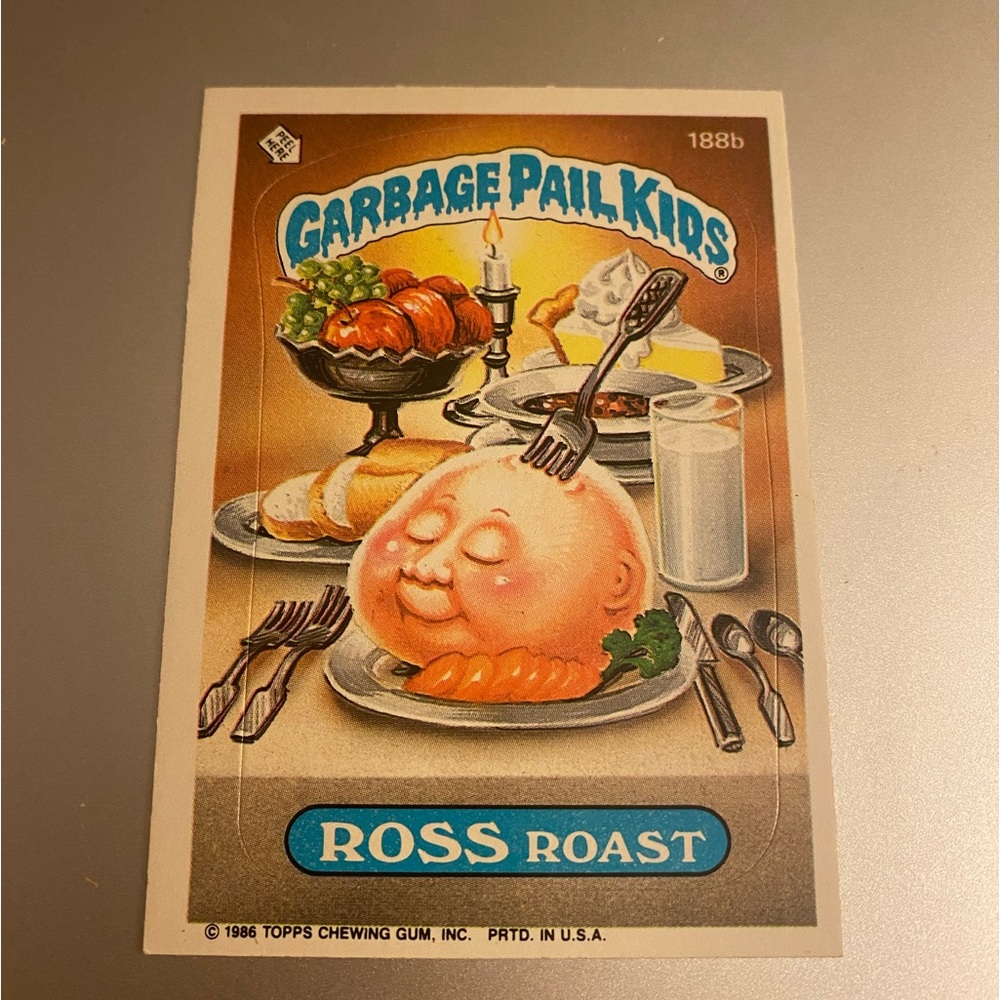 GPK Ross Roast 188b Garbage Pail Kids card with sticker 1986